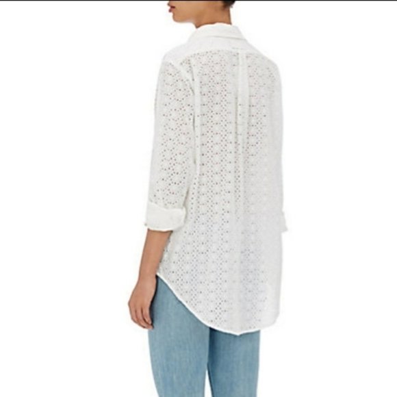 Current/Elliott NEW Button Down SHIRT Top Eyelet Cotton Perf Long Sleeve S/M🎉HP - Picture 2 of 16